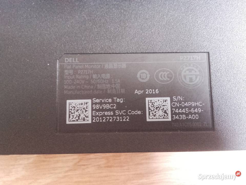Monitor DELL 27 P2717H HDMI DP VGA USB Pivot LED D-SUB Bydgoszcz
