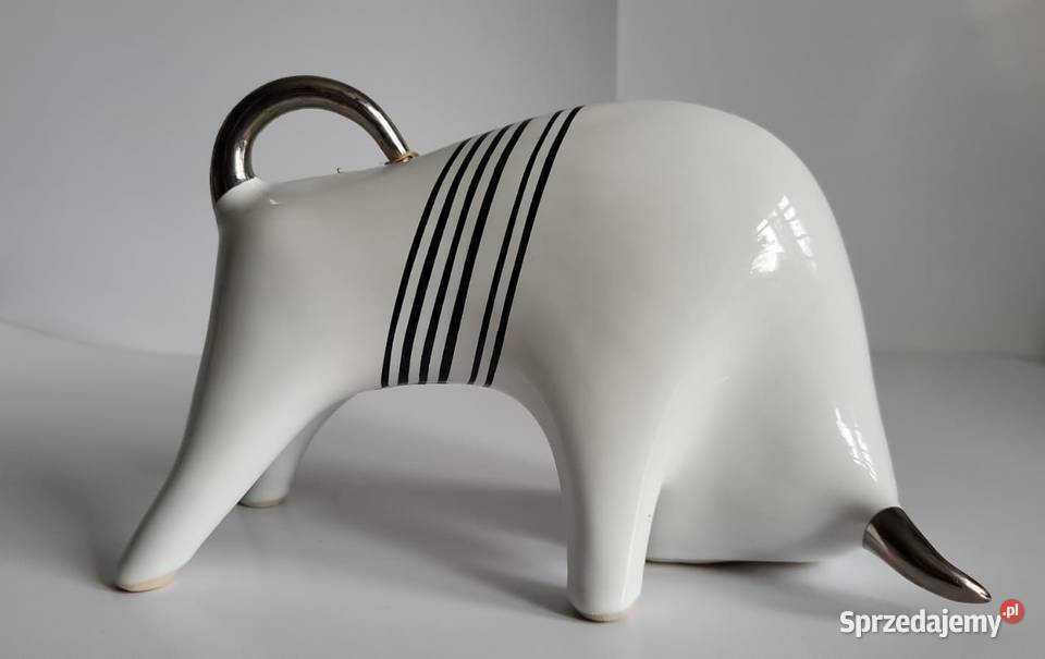 Byk Figurka Byczek ceramiczny ręcznie malowany Sierakowice