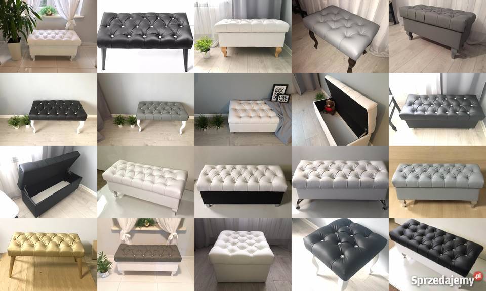 Elegancka biała PUFA pikowana Ludwik Glamour 100 100cm Lublin