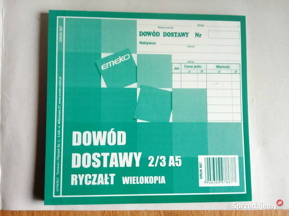 Druk dowód dostawyryczałt 23 A5 Emeko wielokopia Bełchatów