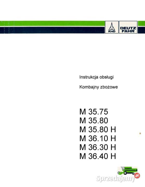 Deutz Fahr M3575 Instrukcja obsługi kombajn M