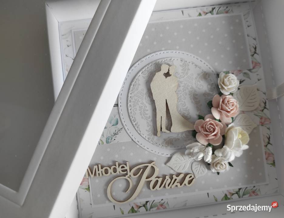 Kartka ręcznie robiona na Ślub z pudełkiem Łódź sprzedam