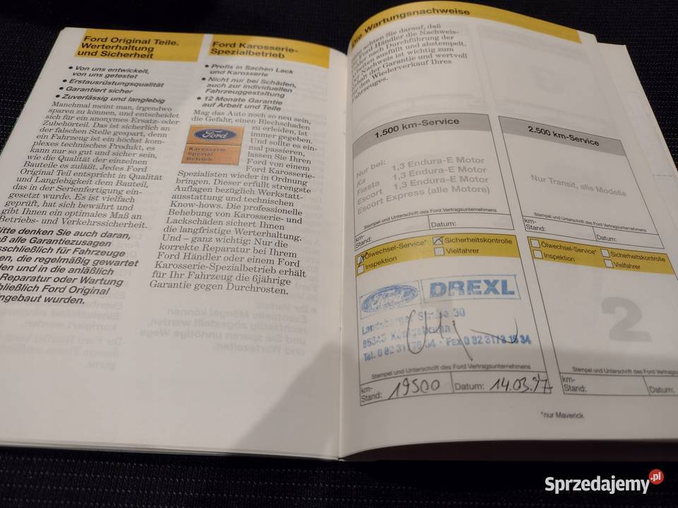 Ford Mondeo 1996 Książka Gwarancyjna Serwisowa Poradniki, albumy i reportaże Łódź