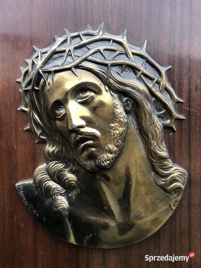 Jezus na desce sygnowany łódzkie Łowicz