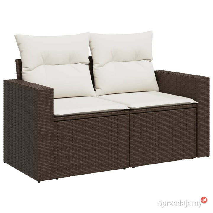 Sofa ogrodowa z poduszkami 2osobowa brązowa