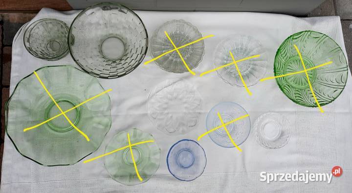 Talerzyki szklane miskimiski metalowewaza Wolsztyn