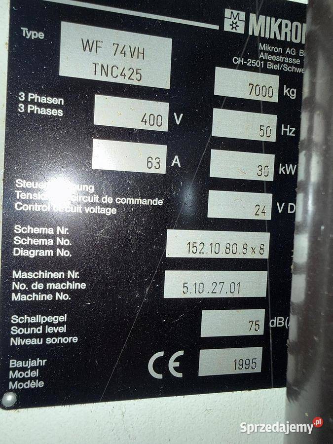 Centrum obróbcze MIKRON WF74 śląskie Tarnowskie Góry