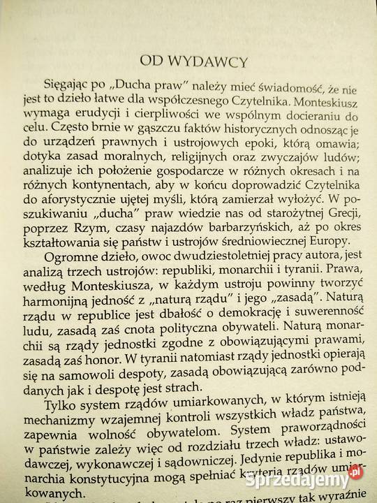 O duchu praw Monteskiusz książka antykwariaty Warszawa