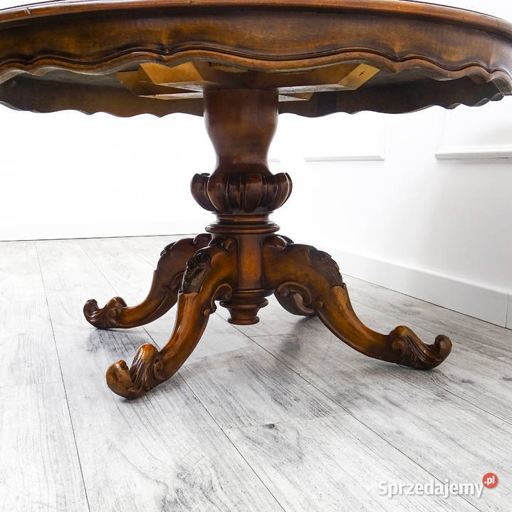 Antyk NISKI Stolik ŁAWA drewniana LUDWIK Orzech Kalisz sprzedam