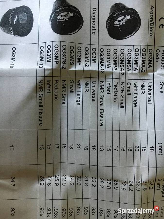 Soczewka diagnostyczna trójlustro Goldmanna OG3M Sprzęt medyczny Kielce