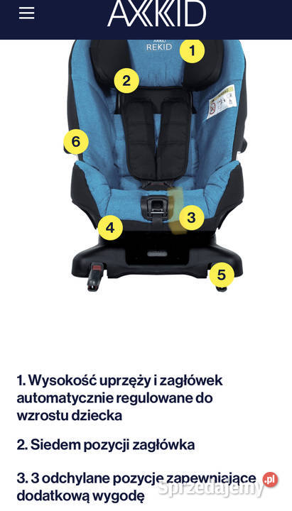 Fotelik bezwypadkowy AXKID REKID RWF tyłem do Warszawa sprzedam