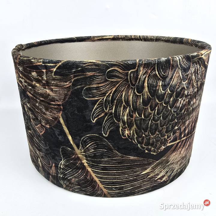 Glamour abażur cylinder ciemnozielony welur i Bronisze