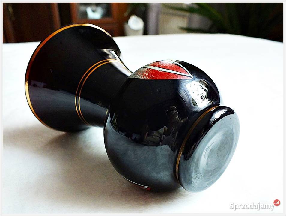 Stary czarny wazonik Kolekcjonerski Włochy lat Żary