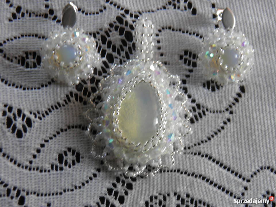 Biały opalkomplet ślubnybeadingstal chirurgiczna Naszyjniki śląskie