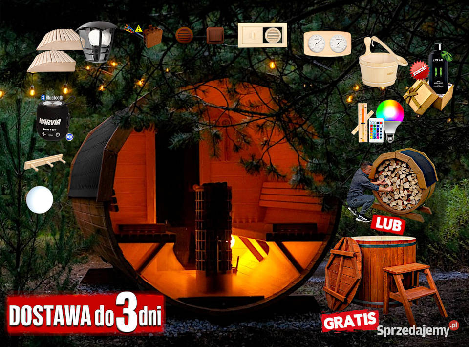 SAUNA Ogrodowa 200 OKNO 100 BECZKA 500L Nowy Targ