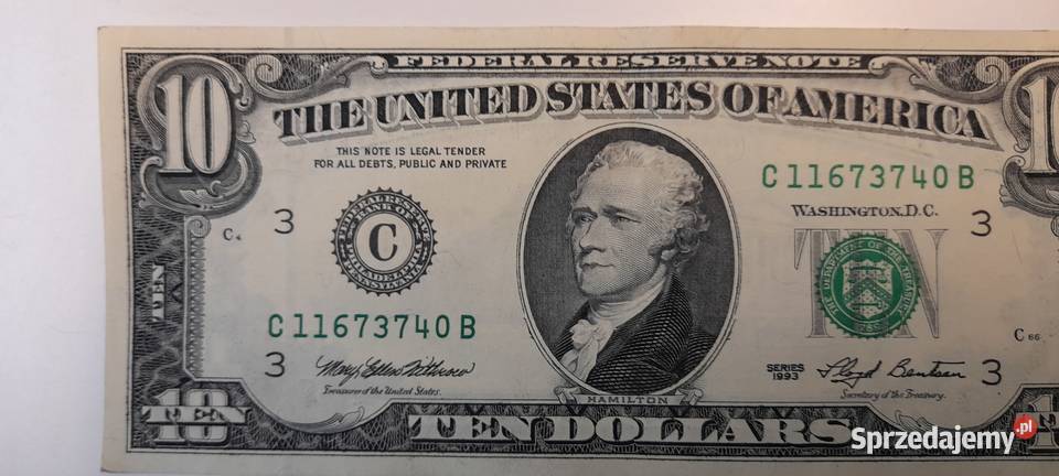 10 dolarów usa 1993 mała głowa Warszawa