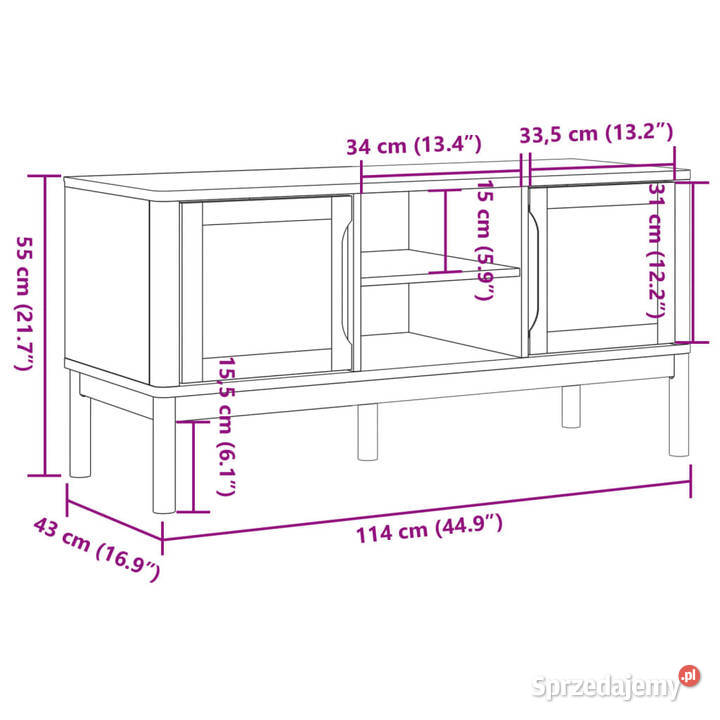 Szafka RTV FLORO szara 114x43x55 lite drewno Meble Warszawa