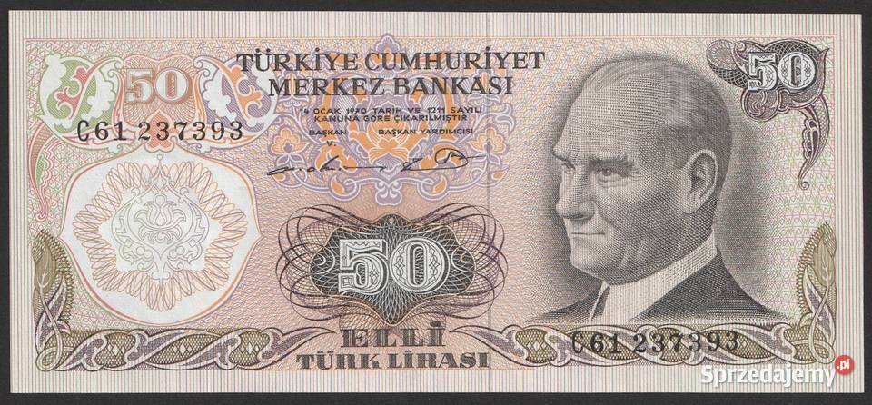 TURCJA 50 LIRASI 1970 ATATURK STAN UNC Łódź