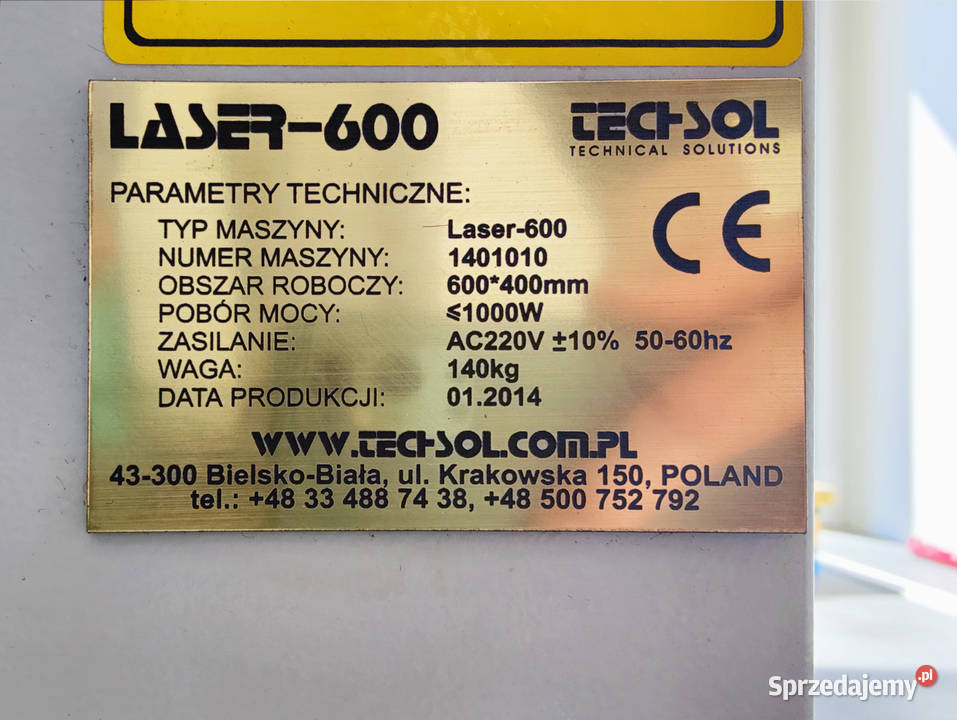 Ploter laserowy TechSol LASER600 stan Ruida Chojnik