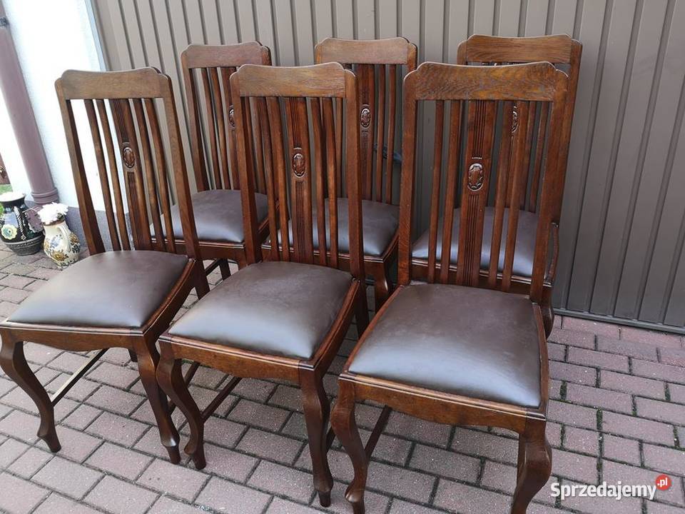Krzesła Dębowe Wysokie Stare Antyk Komplet 6
