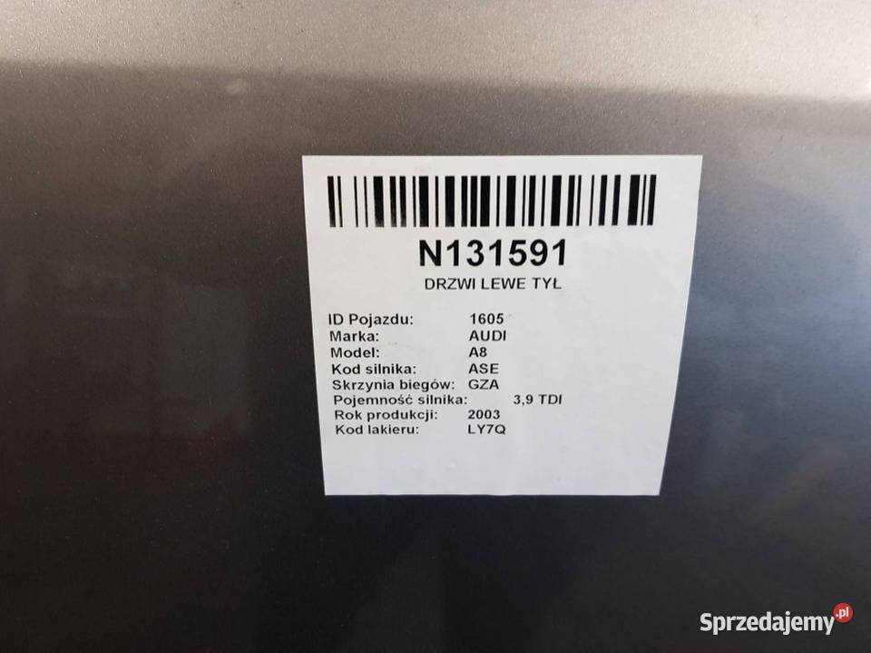 DRZWI LEWE TYŁ LY7Q AUDI A8 D3 osobowe Lipno