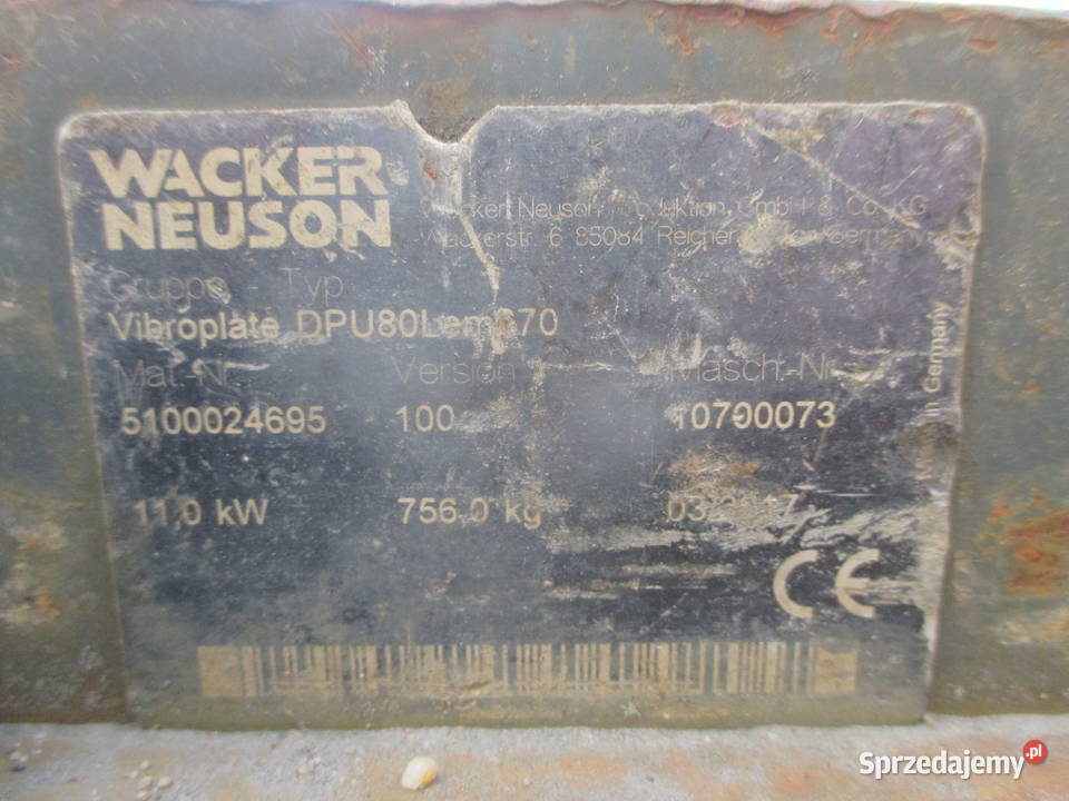 Zagęszczarka rewersyjna 750 Wacker Neuson DPU 80 nie Walce Pleszew sprzedam