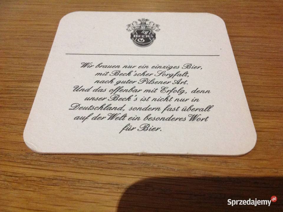 Stara Podkładka pod Piwo Becks Dwustronna Nowa Sól