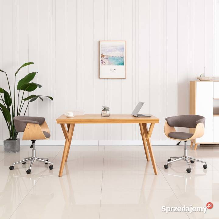 vidaXL Obrotowe krzesło stołowe, taupe, gięte drewno i tkani