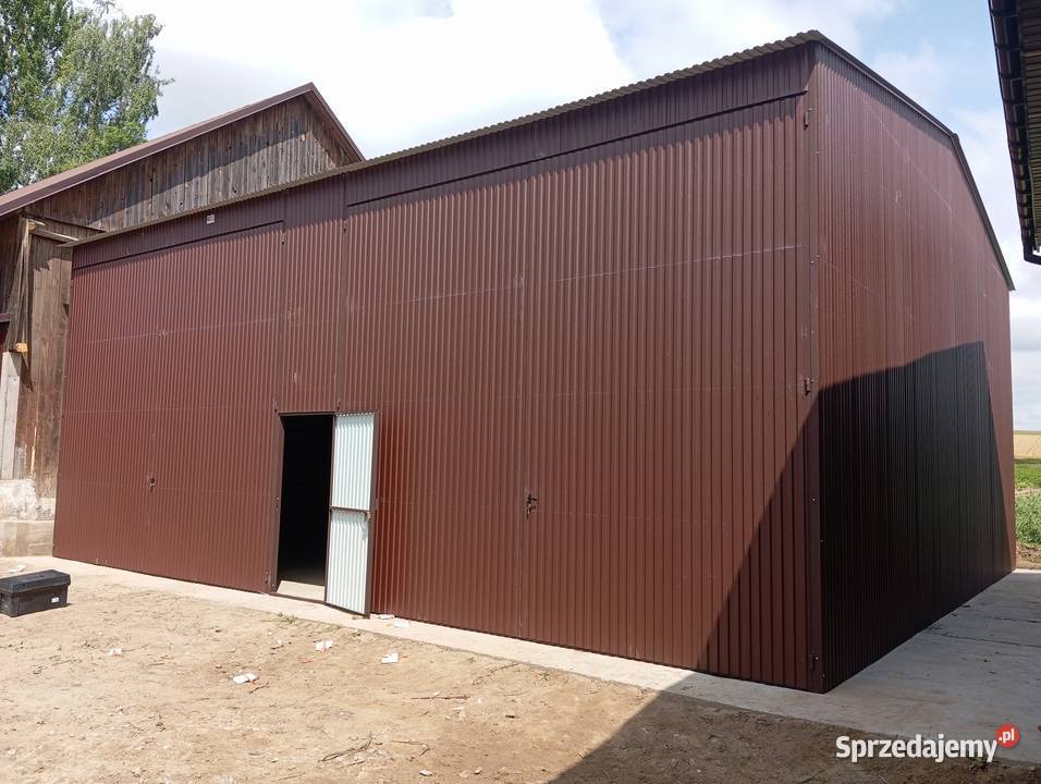 Duży Garaż Blaszany Brąz Wiata Hala Magazyn 60m2 Piotrków Trybunalski