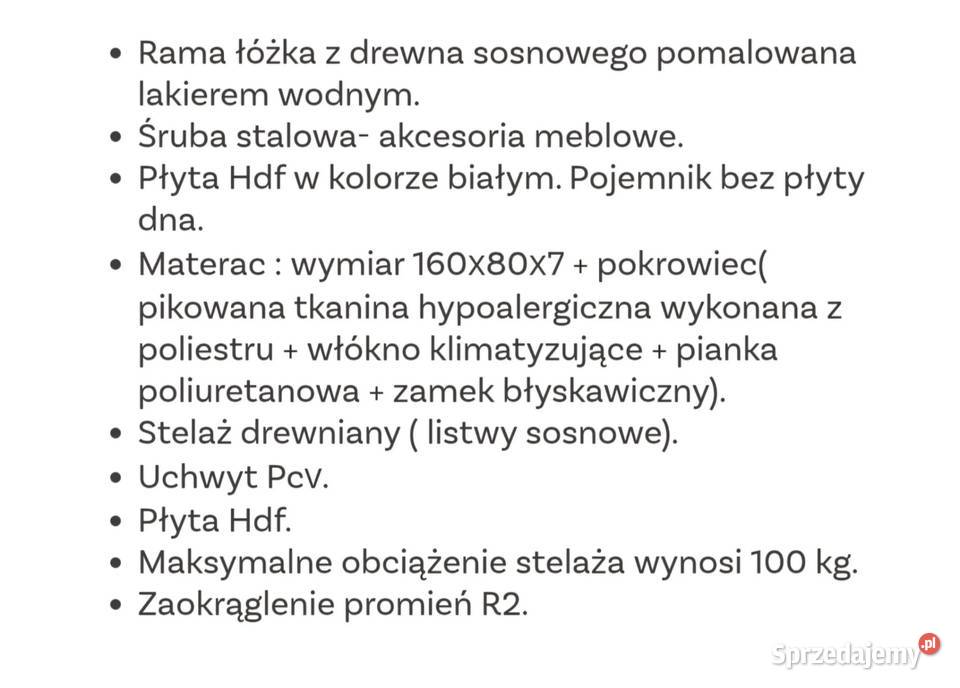 Łóżko dziecka Hugo 80 x 160 z materacem Sosnowiec