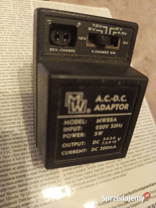 Zasilacz adapter AC DC model MW 88A Tychy