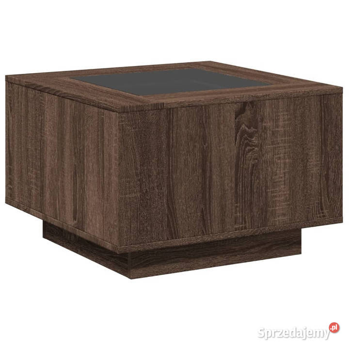 Stolik kawowy z LED brązowy dąb 60x60x40