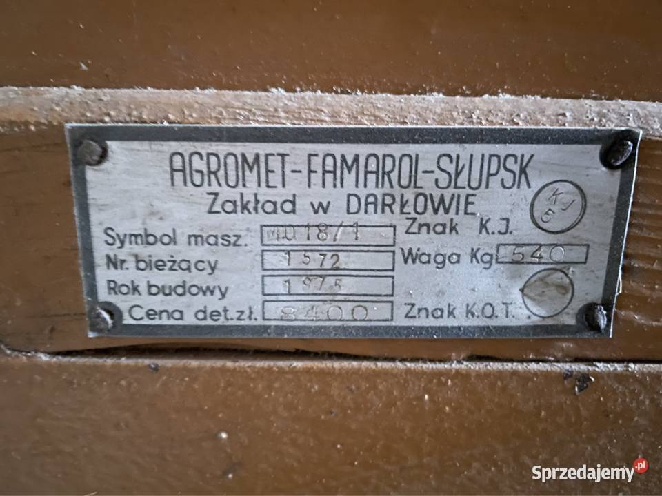 Młocarnia Darłowo nieuszkodzony Maszyny rolnicze Tłuszcz