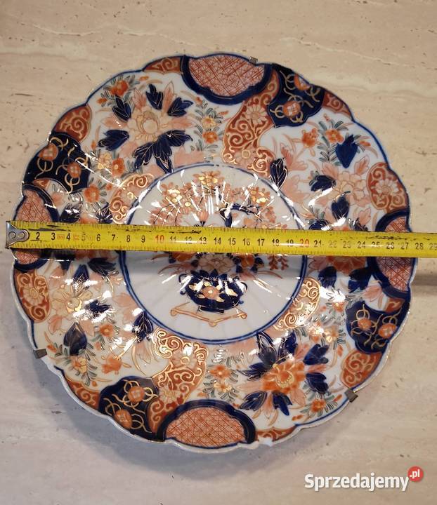 Talerz Patera japońska Imari XIXw Porcelana i szkło Nakło nad Notecią