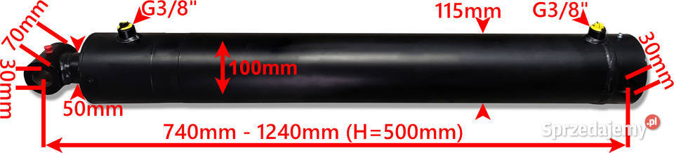 Siłownik Hydrauliczny SMT1G 100x50 SKOK 500 2STR Solec Kujawski
