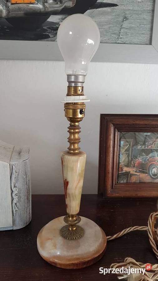 lampa gabinetowa witrażowa na marmurowej nodze Antyki Białogard