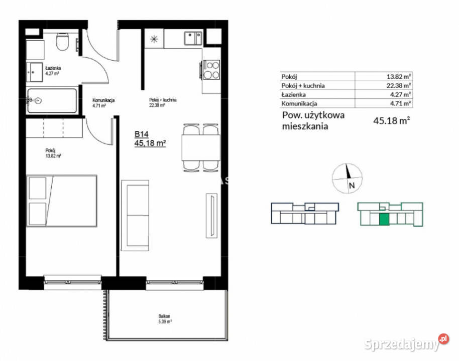 Mieszkanie Kraków Bieżanów 4518m2 2 pokoje Liczba pokoi 2