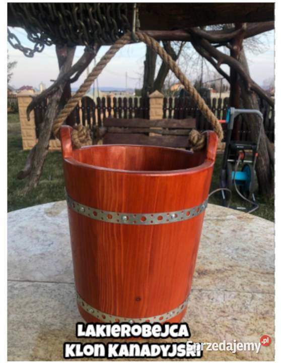 Wiaderko drewniane ozdobne do studni wiadro cudo