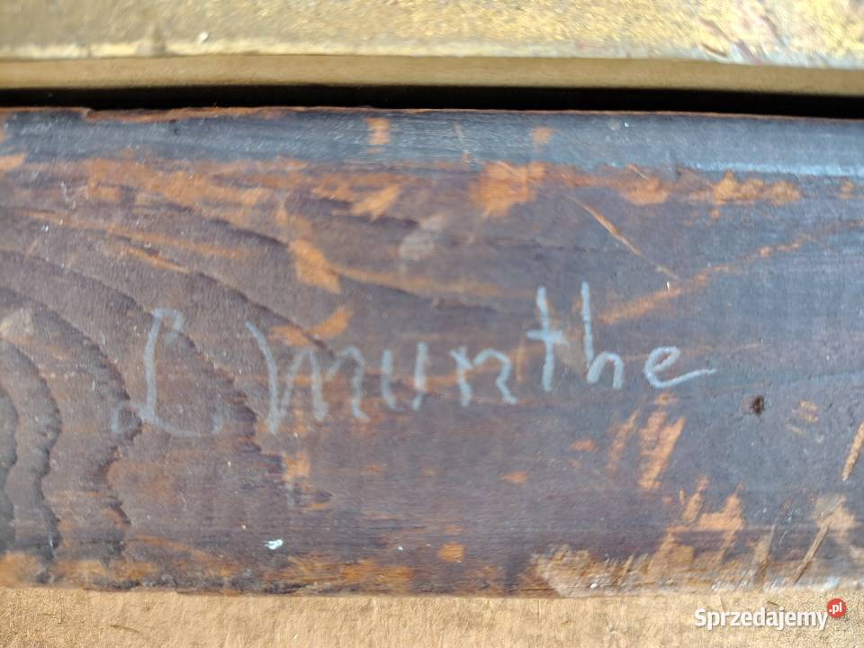 Stary obraz olejny Zima lodowisko pomorskie Kartuzy sprzedam