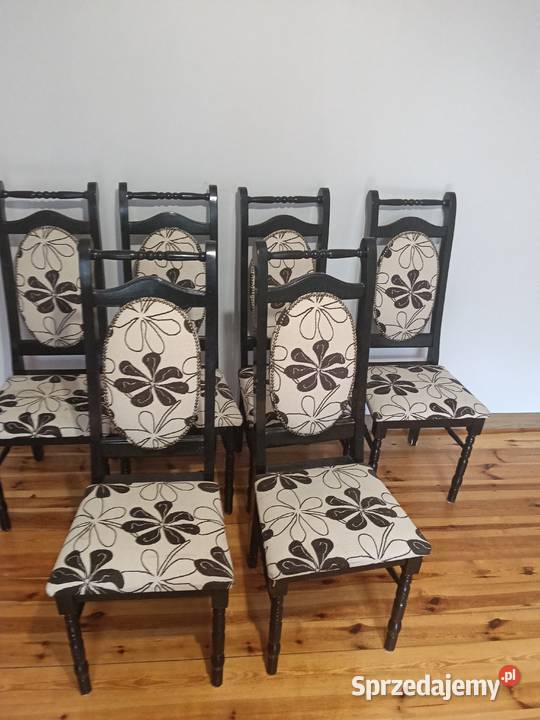Krzesła tapicerowane bukowe czarne wielkopolskie Konin