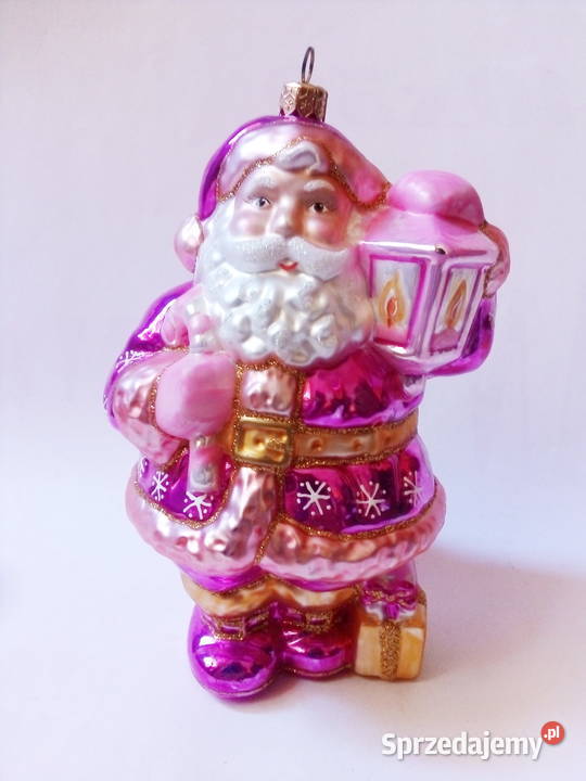 duża szklana bombka Święty Mikołaj vintage Częstochowa