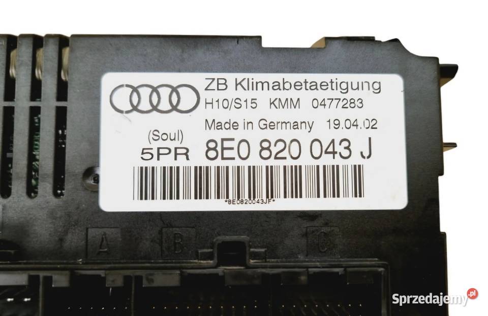 PANEL STEROWANIA NAWIEWU KLIMATYZACJI AUDI A4 B6 świętokrzyskie Działoszyce