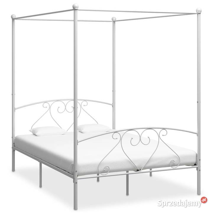 vidaXL Rama łóżka z baldachimem, biała, metalowa, (284430)