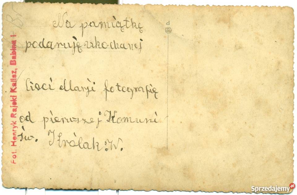 Henryk Rajski Kalisz Babina 1 komunia opis Militaria Ostrów Wielkopolski