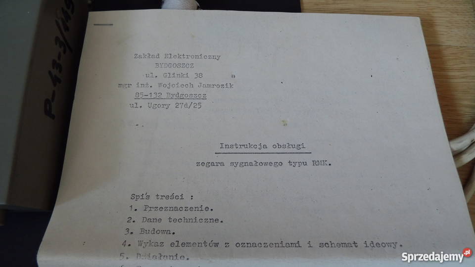 Zegar sygnałowy Sprawny Instrukcja obsługi PRL