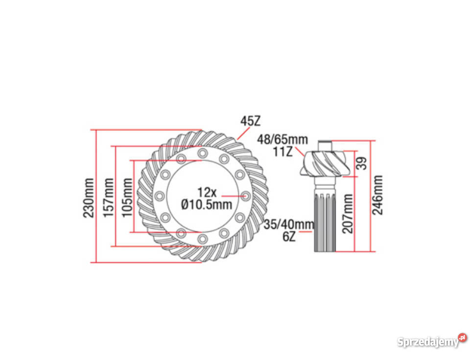 Atak 11x45 koło talerzowe wałek Massey Ferguson sprzedam