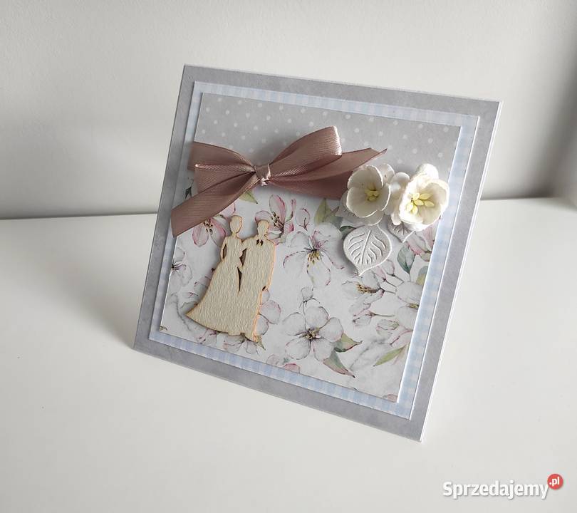 Kartka ręcznie robiona na Ślub handmade motyl