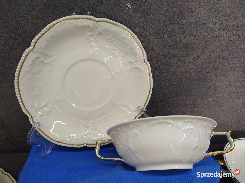 Bulionówki z podstawką Rosenthal Sanssouci ecru Porcelana i szkło Kalisz