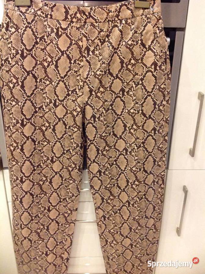 Spodnie Skórzane Damskie ZARA r L Wężowy wzór Rozmiar 40(L) Nowa Sól