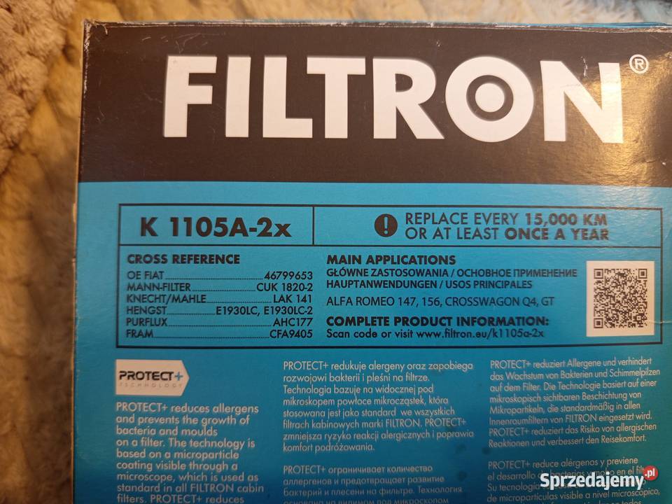 Filtr kabinowy Alfa Romeo K 1105A2x Radom sprzedam